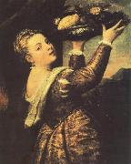TIZIANO Vecellio Girl with a Basket of Fruits (Lavinia) r oil on canvas